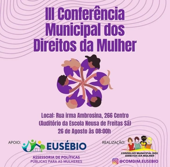 III Conferência Municipal dos Direitos da Mulher será realizada no dia 26  de agosto; clique para se inscrever