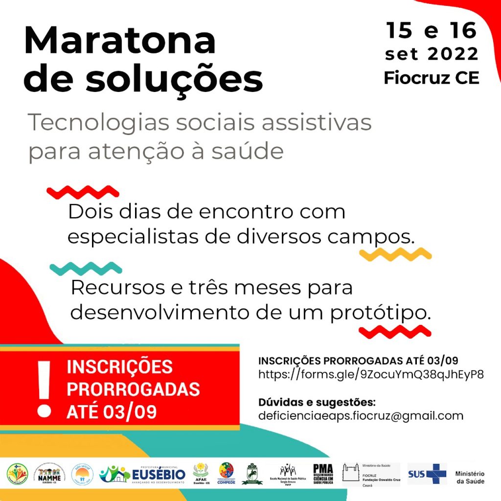 Prefeitura de Eusébio e Fiocruz abrem inscrições para Maratona de Soluções Tecnológicas voltada para pessoas com deficiência