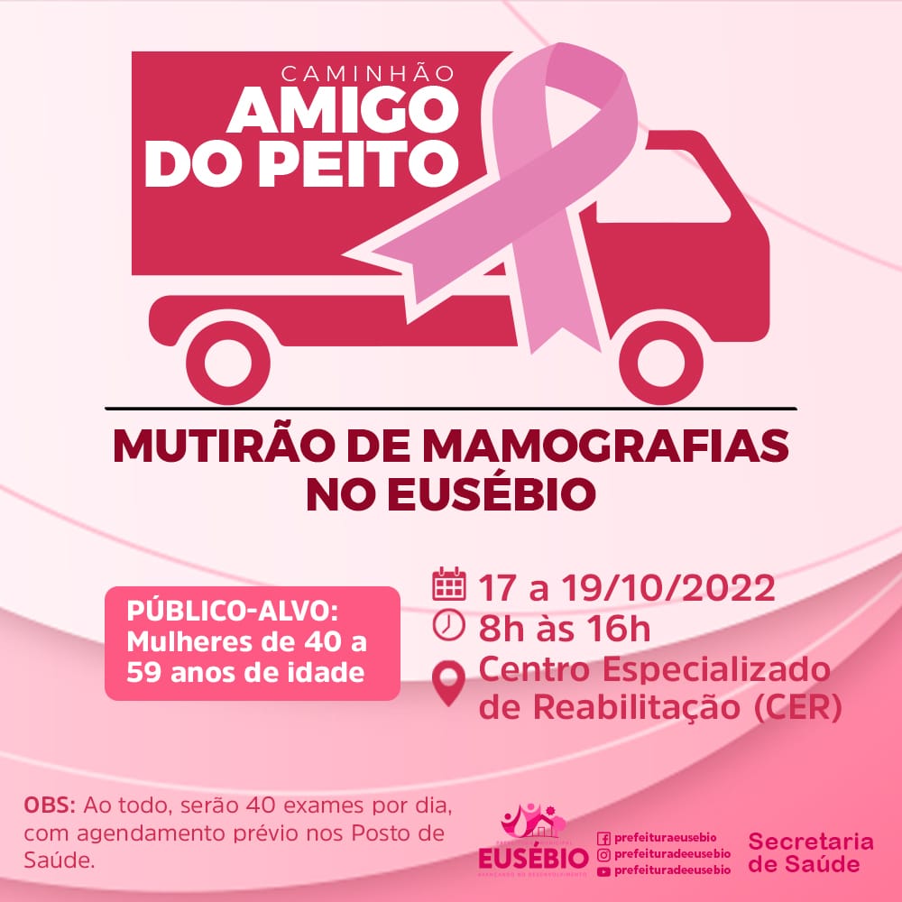 Outubro Rosa: Mutirão de Mamografias será realizado de 17 a 19 de outubro