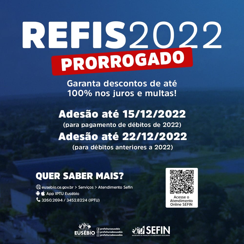 Prefeitura de Eusébio prorroga prazo de adesão do REFIS extraordinário para os dias 15 e 22 de dezembro