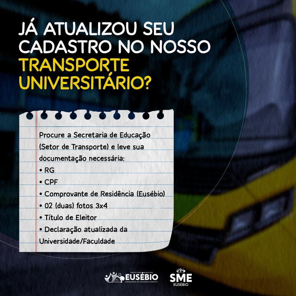 Estudantes do Eusébio devem fazer cadastro para utilizar transporte universitário