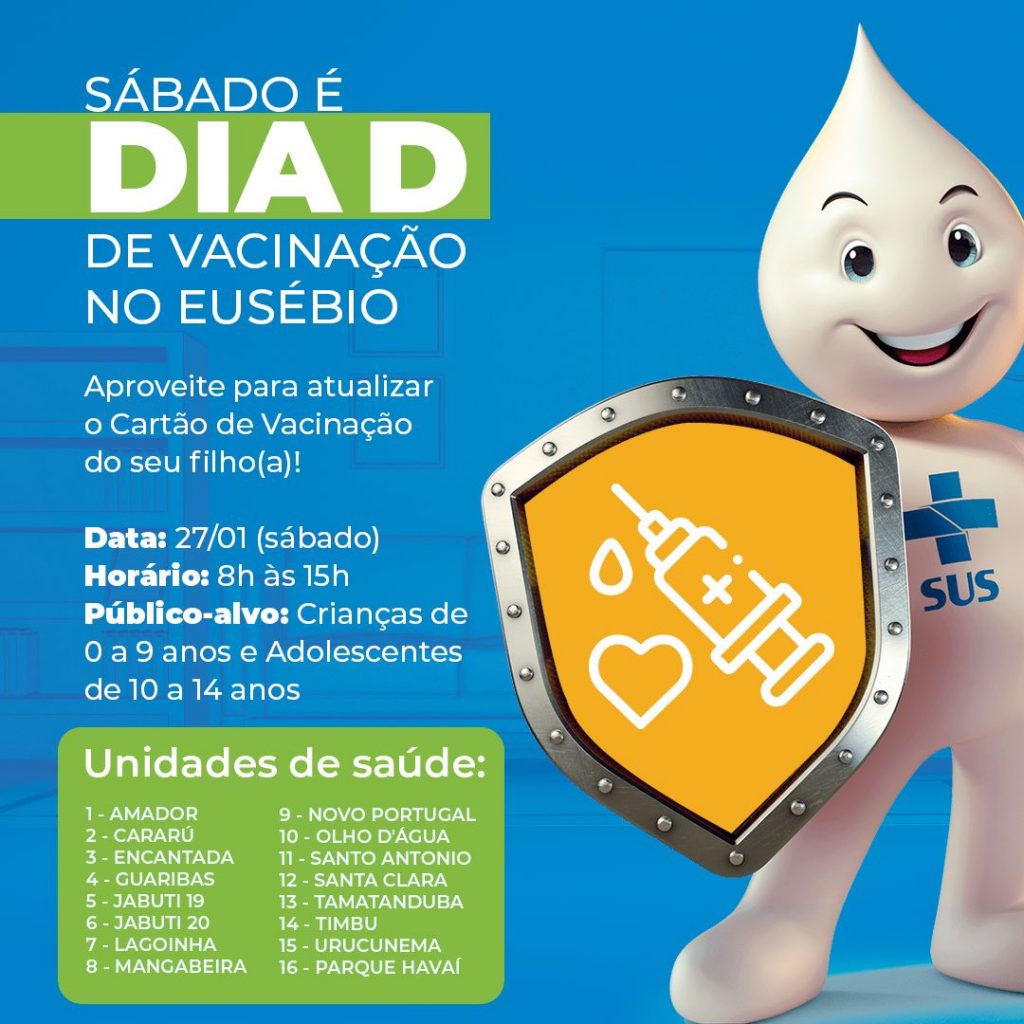 Prefeitura de Eusébio realiza Dia D de vacinação no sábado, 27