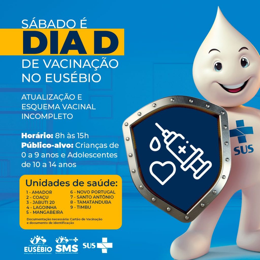Prefeitura de Eusébio realiza dia D de Vacinação no dia 24 de fevereiro