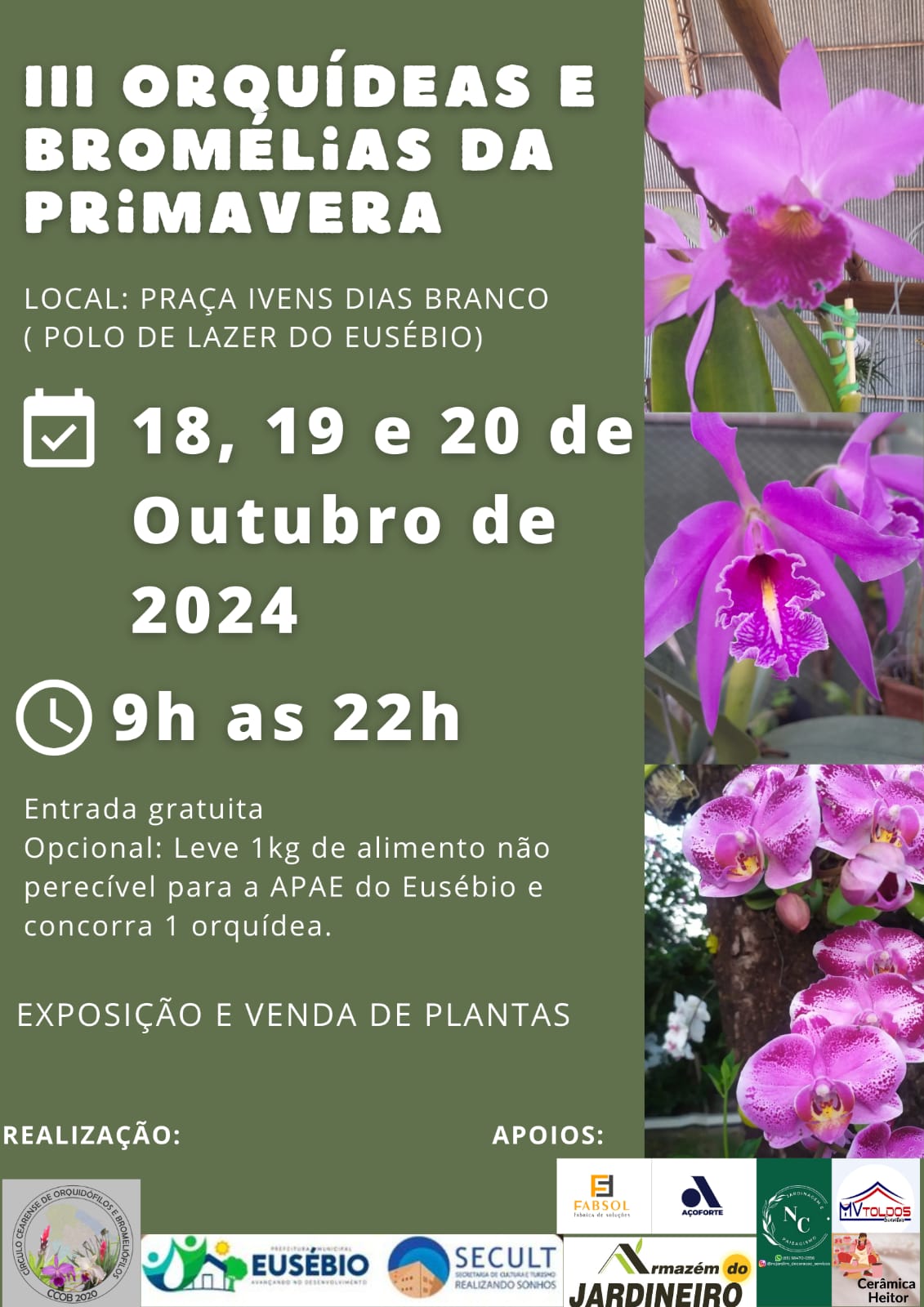 Eusébio recebe III edição da exposição “Orquídeas e Bromélias da Primavera